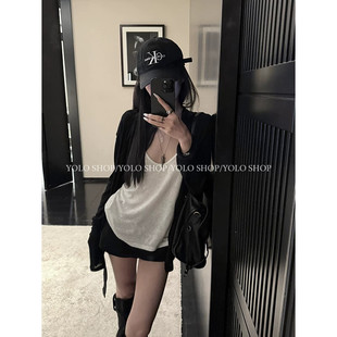 纸片人开衫 黑色长袖 女春季 薄款 上衣 YOLO 防晒针织外套空调衫 SHOP