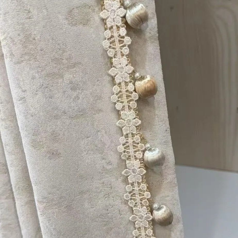 窗帘专用花边珠子吊穗流苏莫里斯珠家居花边装饰立边蕾丝水溶绣花图片