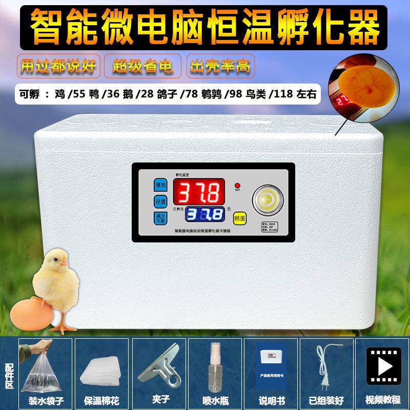 鹅蛋孵化器小型家用鹌鹑蛋恒温家庭孵化器卵蛋器鸭蛋泡沫箱全自动