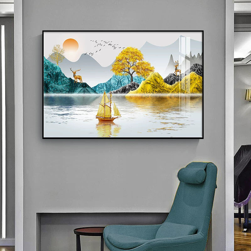 餐厅装饰画现代简约客厅挂画横版玄关进门壁画2025新款轻奢高级感