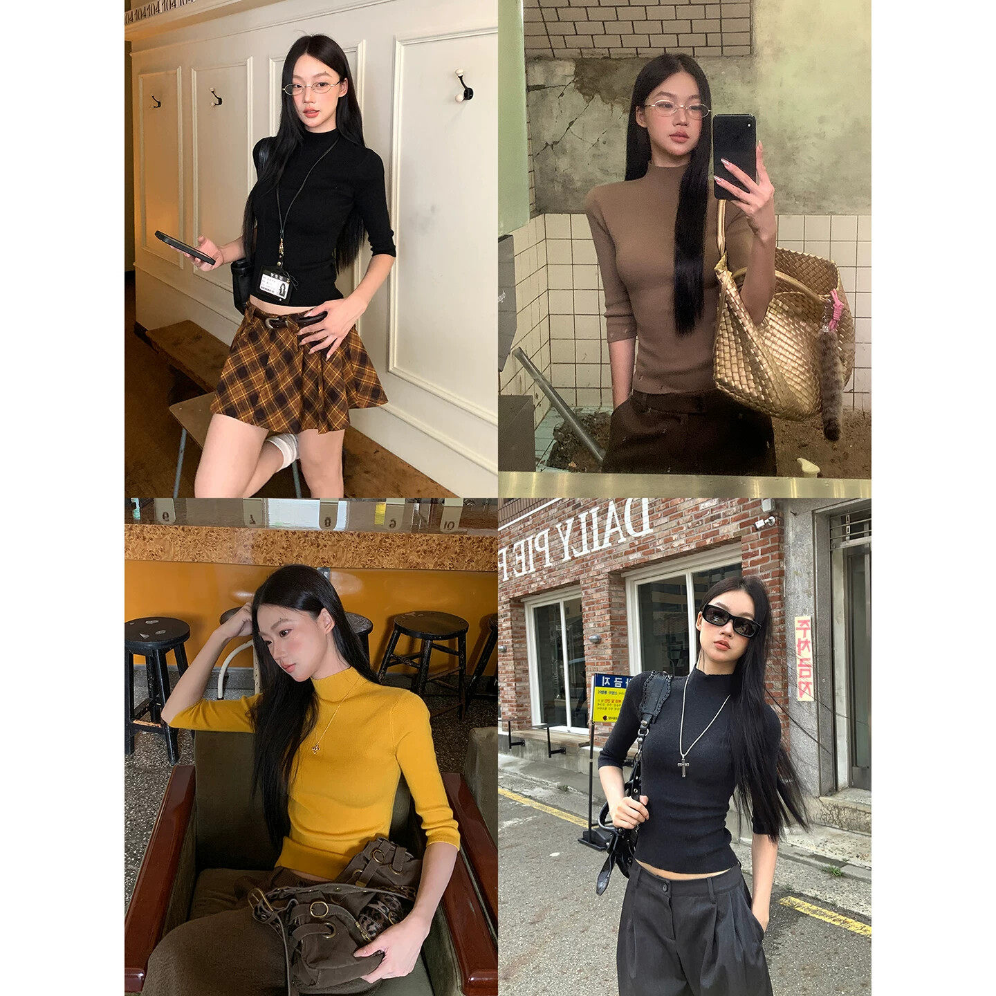 红人馆黑色针织衫女2026新款春季穿搭修身内搭上衣设计感小众毛衣