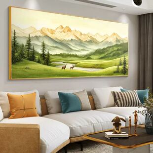 壁画挂画油画靠山风景金山沙发装 2025客厅山水背景墙 饰日照图新款