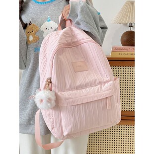 韩系书包初中女生大容量纯色轻便小学生背包高颜值少女百搭双肩包