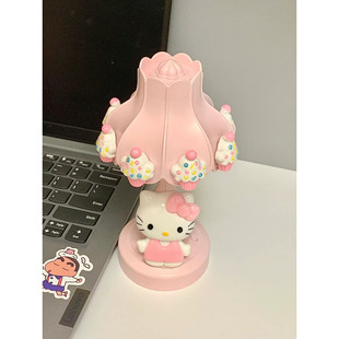 卡通萌物平价店HelloKitty台灯凯蒂猫荷叶夜灯氛围装 饰灯七夕礼物