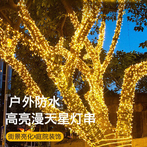 太阳能彩灯闪灯串灯满天星庭院装饰led免插电高亮挂树上户外防水