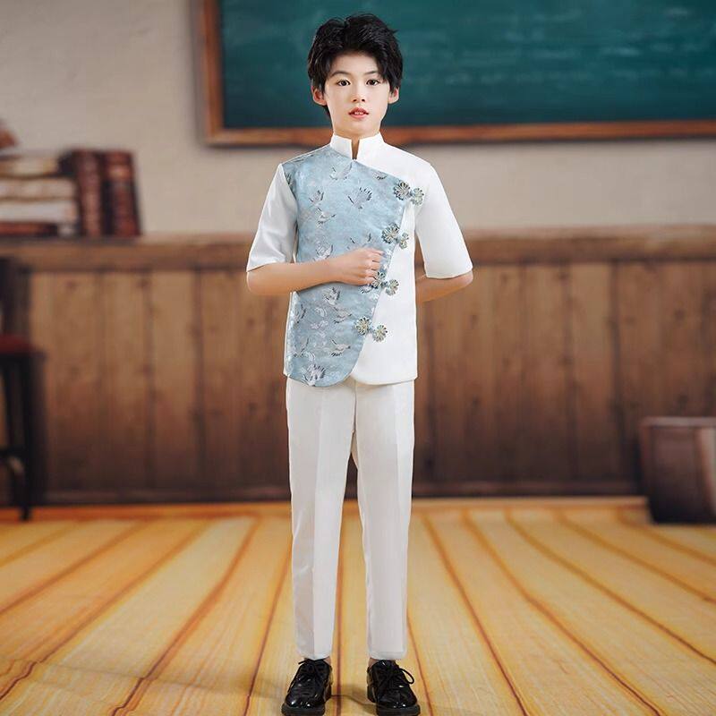 合唱团演出礼服中小学生表演朗诵国风古筝演奏女童男童套装夏季