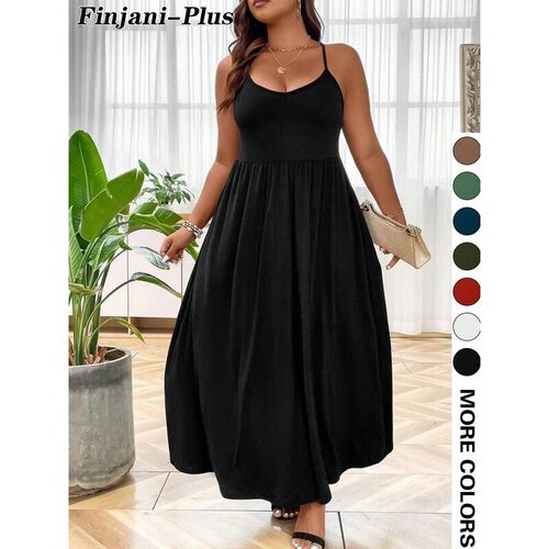 Plus Size Criss Cross Backless Cami Dress Casual Solid