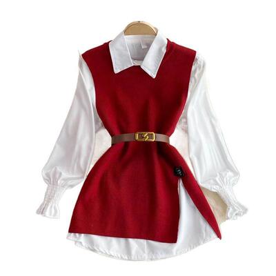 J 66214 Long Sleeve Shirt Vest Set 衬衫马甲套装 跨境欧美