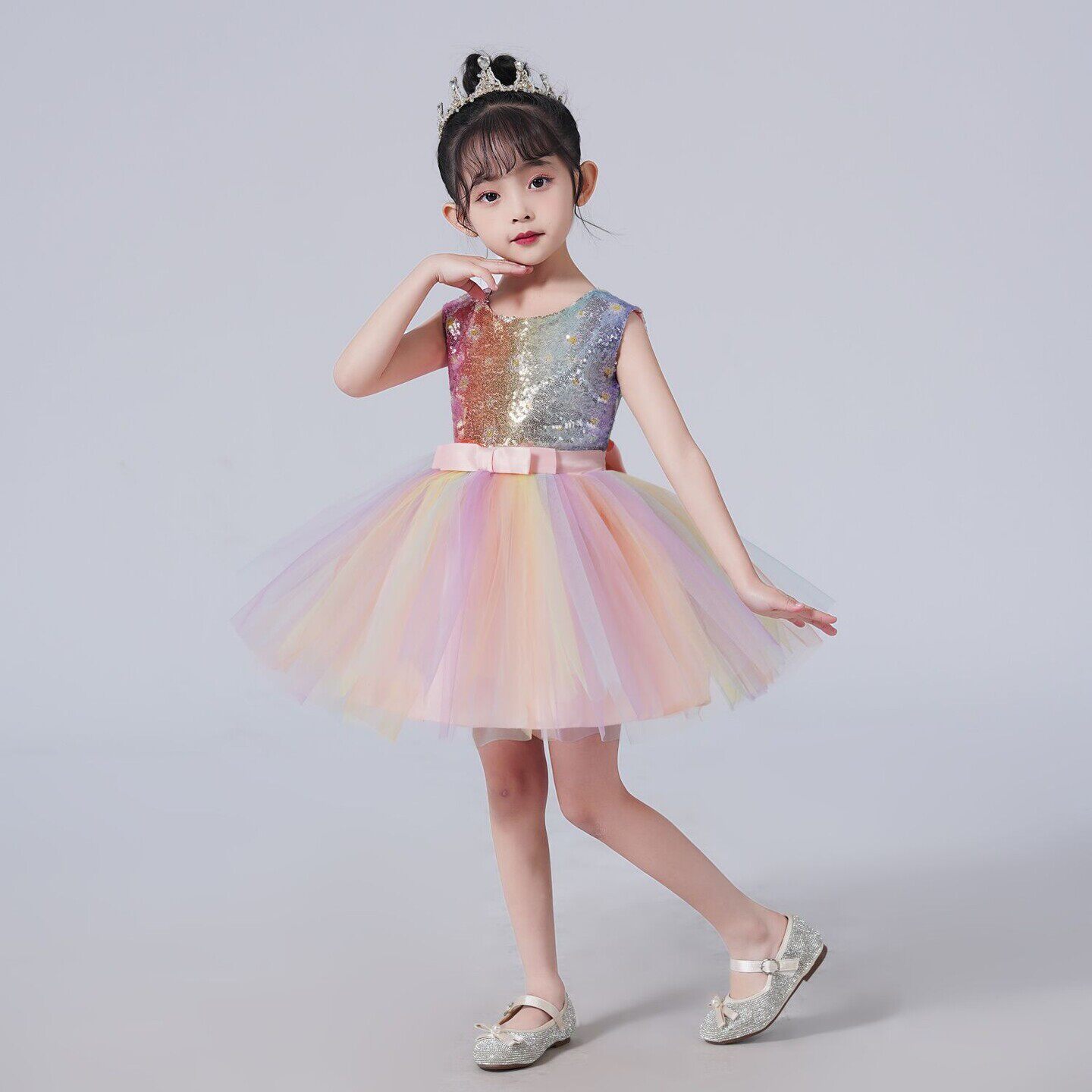 六一儿童大合唱表演服装女童蓬蓬裙演出服七彩幼儿园童男童朗诵