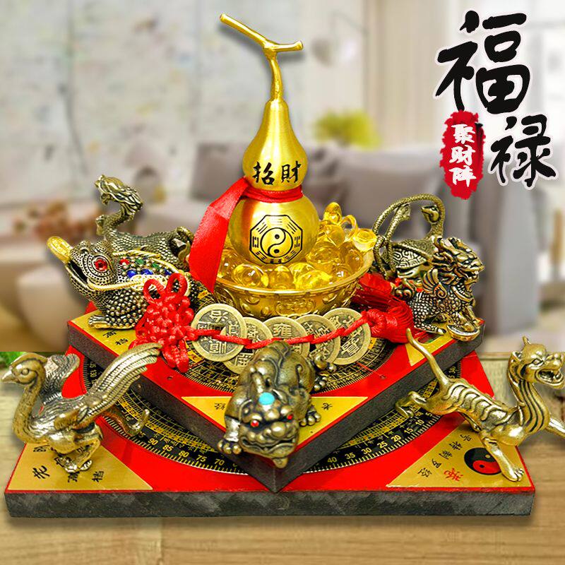 纯铜聚宝盆五爪龙葫芦摆件招财貔貅金蟾龙龟麒麟客厅玄关店铺摆件