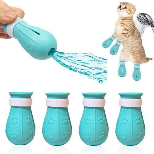 Adjustable Cat Bath Shoes 4 Countsbox Silicone Cat Bath