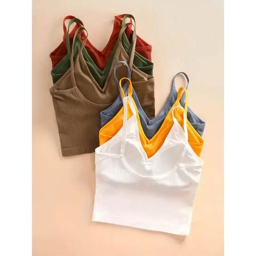 6Pack Stretchy Sleeveless Crop Tops Ribbed Tank Tops for