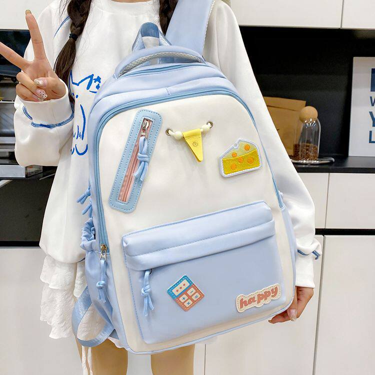 高颜值双肩包少女初中女生高中学生大容量书包ins韩版休闲背包