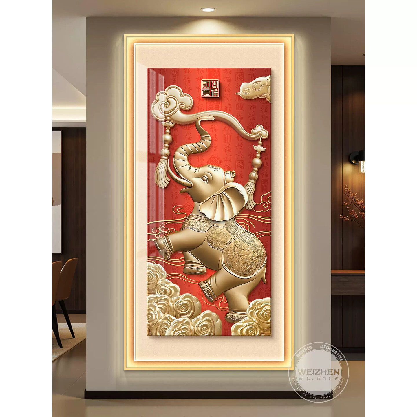 大象轻奢led带灯入户玄关装饰画走廊过道挂画壁画简约现代高级感