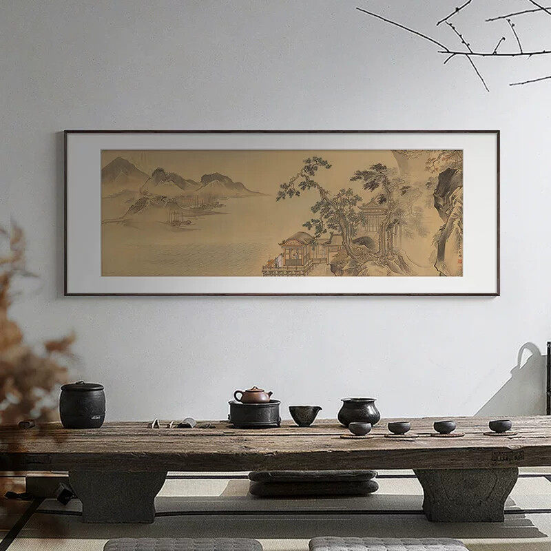 新中式原创山水装饰画高档客厅沙发背景墙挂画办公书房茶室墙壁画