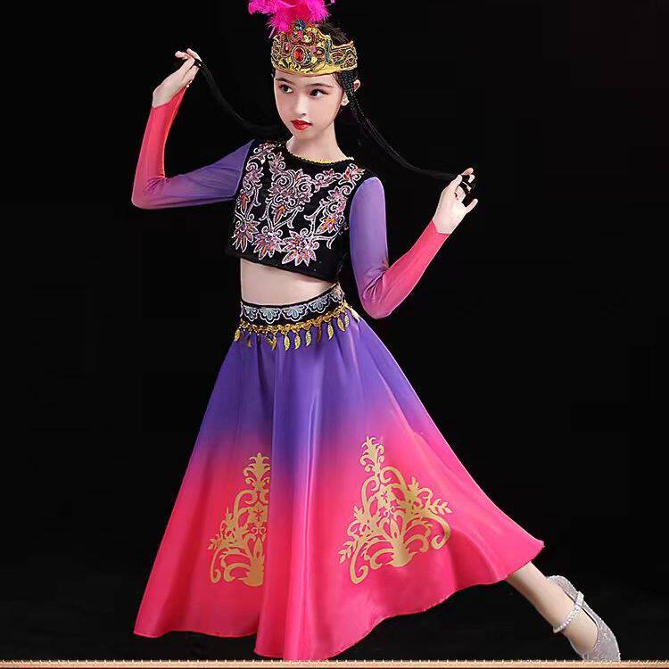 新疆舞蹈演出服儿童民族维爵服装女童古丽维族舞蹈服维吾尔族服饰