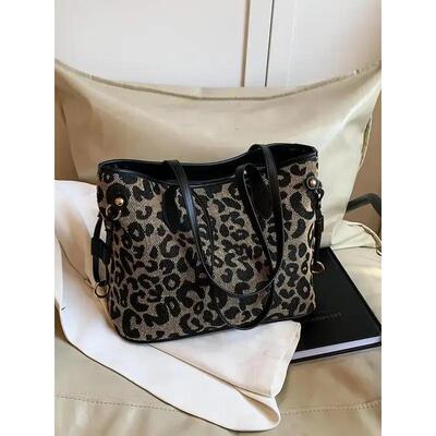 Fashion Leopard Pattern Shoulder Bag Casual Large Capacity