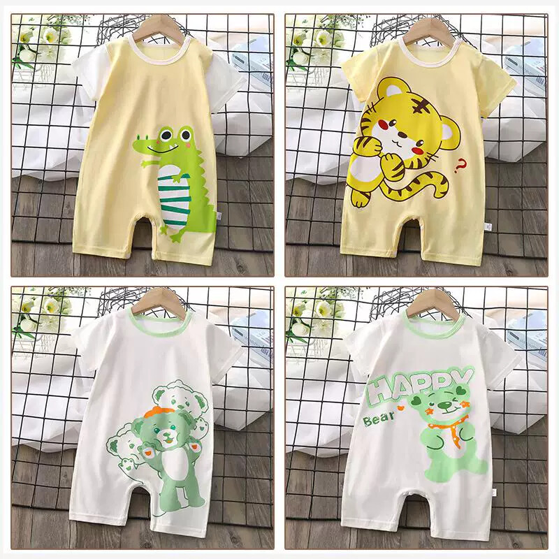 夏季婴儿连体衣薄款男宝哈衣卡通连身衣/爬服/哈衣