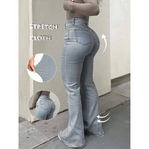E 86313 High Waist Flared Jeans Street Style 高腰喇叭牛仔裤