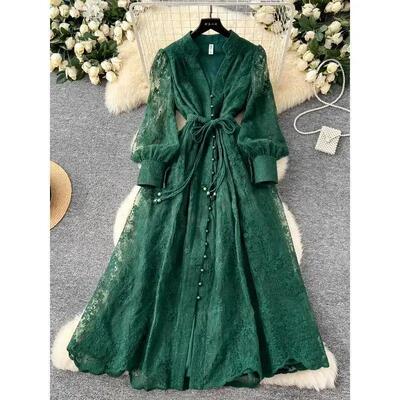 France Elegant Vintage High End Evening Dress Women