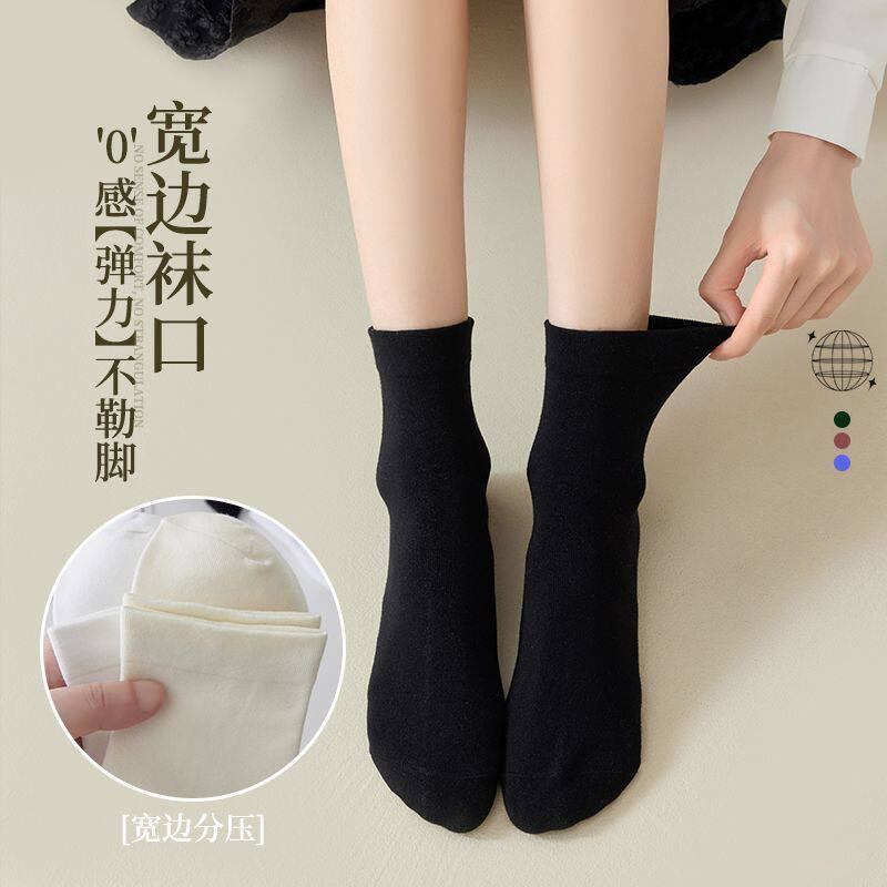 南极人袜子女中筒袜春夏季薄款纯棉白色月子堆堆袜夏天中长筒四季