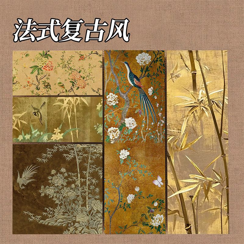 中古风贴纸复古柜子翻新贴纸电视柜柜门改造家具衣柜旧柜子改色墙