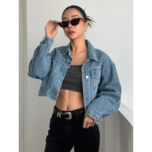 F 34794 Short denim button cardigan 短款牛仔纽扣开衫跨境