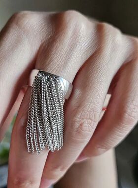 Punk Unique Silver Color Chain Tassel Rings for Women Teens