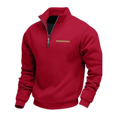 Men's Solid Half Zip Up Sweatshirt Loose Casual Long Sleeve