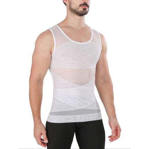 F 96662 Men's mesh shaping vest 男士网纱塑身背心跨境外贸