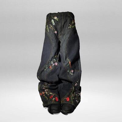 Y2K Blossom Baggy Jeans Trendy Floral Embroidery