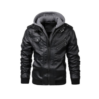 Y 50483 Slim Black PU Leather Jacket 修身黑色 PU 皮夹克