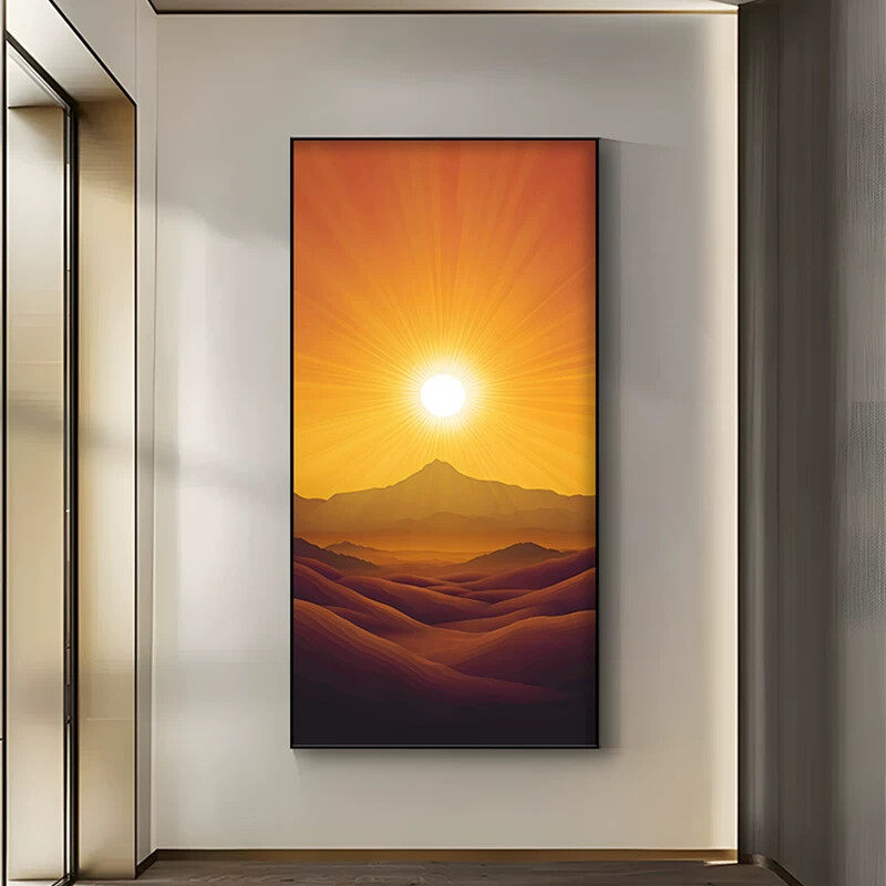 日出东方客厅玄关走廊过道挂画入户正对门简约现代高档大气装饰画