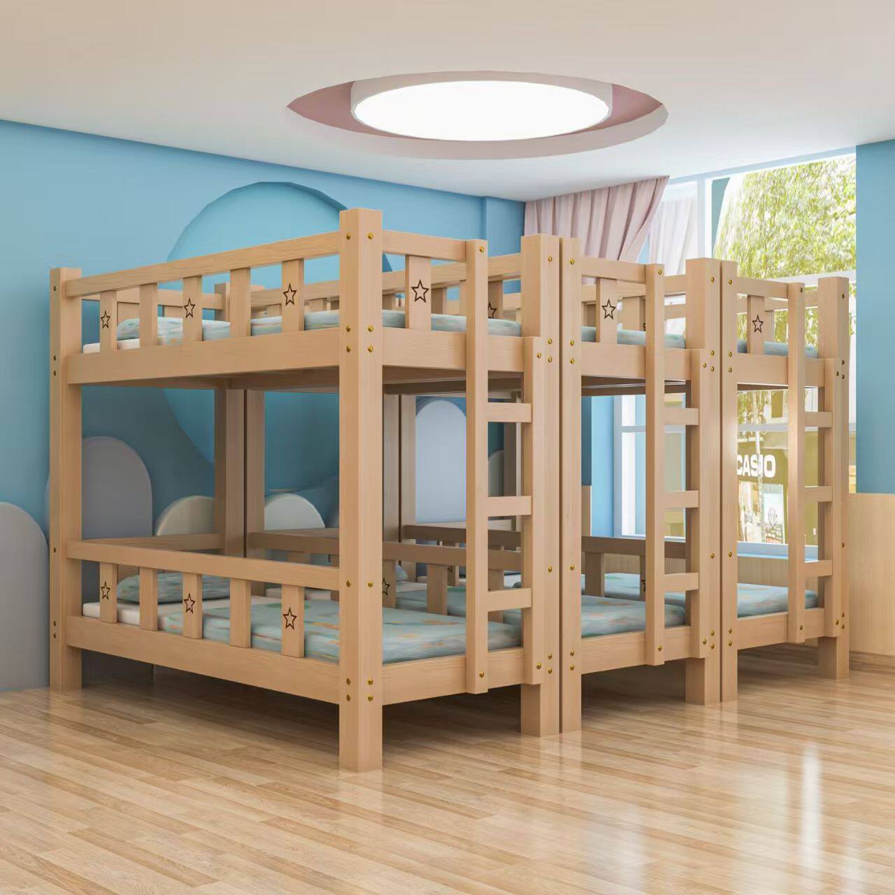 儿童实木高低双层床二层小学生幼儿园上下床托管午睡宿舍小饭桌