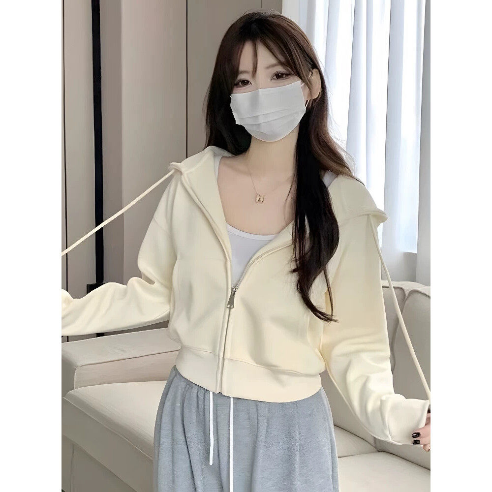 短款连帽卫衣外套女2025新款爆款小个子春秋美式开衫运动初秋上衣