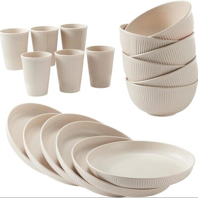 Wheat Straw Dinnerware Set 18pcsset Including Bowl Plate