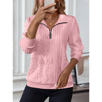 Q 94355 Winter quilted zip women's hoodie 秋冬夹棉拉链女士卫