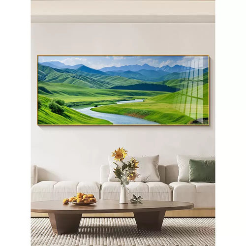 2025新款现代简约客厅装饰画流水生财沙发背景墙挂画高级感山水画