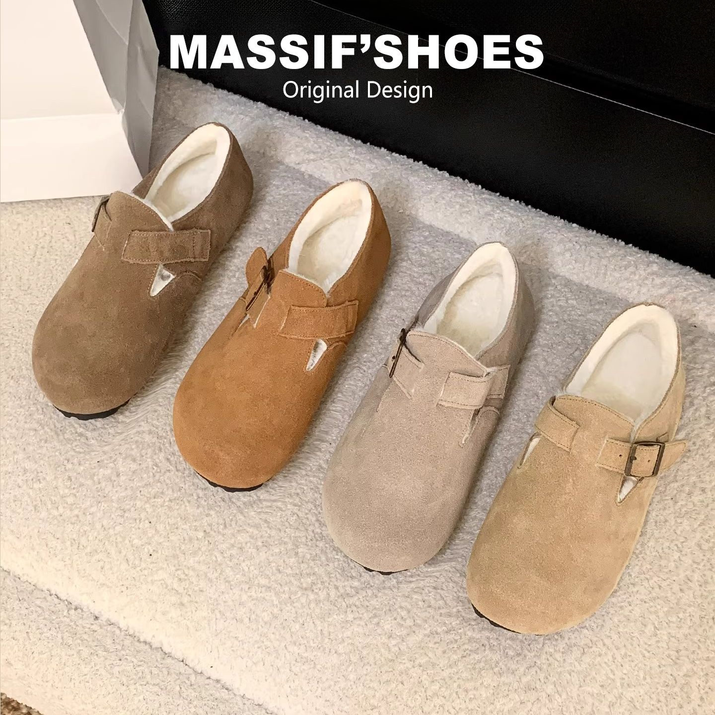 真皮平底保暖棉鞋博肯单鞋