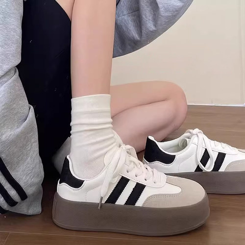 拼色德训鞋真皮软底百搭软底