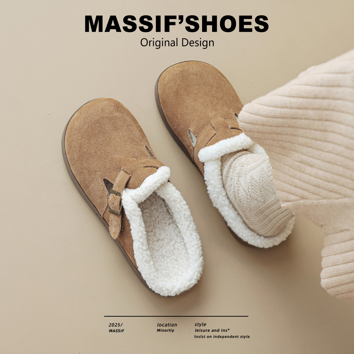 massif秋冬软底舒适毛毛勃肯鞋