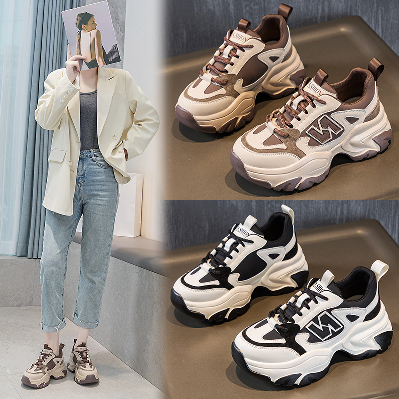 休闲厚底增高运动真皮老爹鞋