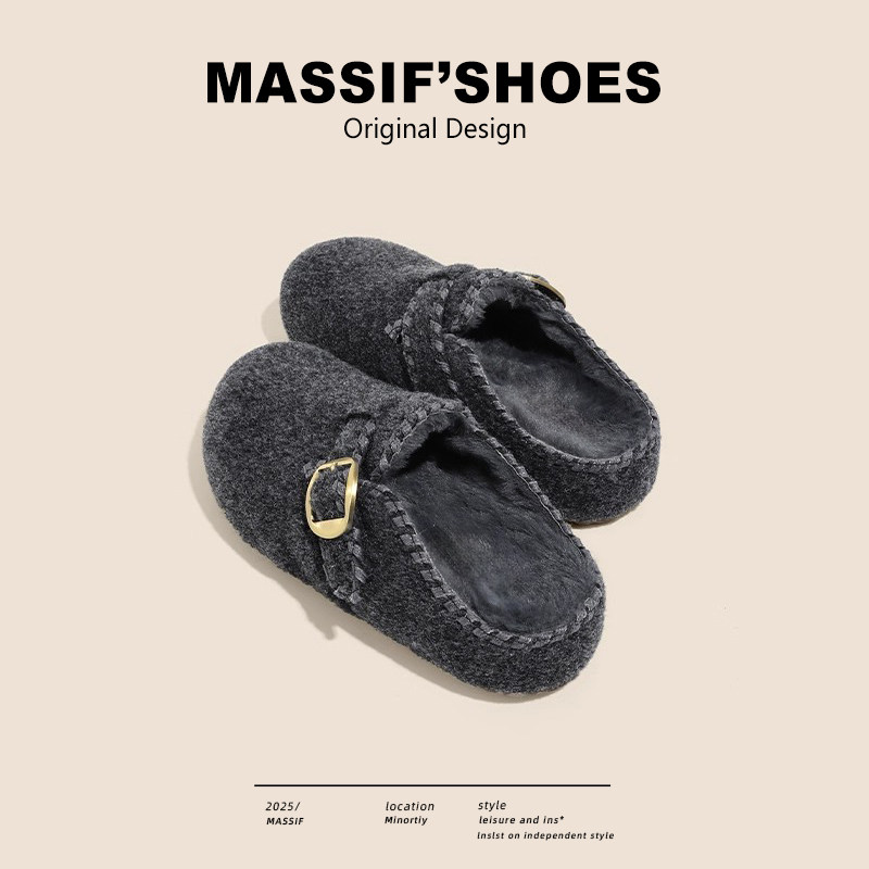 5cm增高毛呢加绒厚底勃肯鞋女外穿冬季包头懒人毛毛博肯鞋半拖鞋,女鞋,勃肯鞋/软木鞋,淘宝优惠券,粉丝福利购,淘宝优惠卷