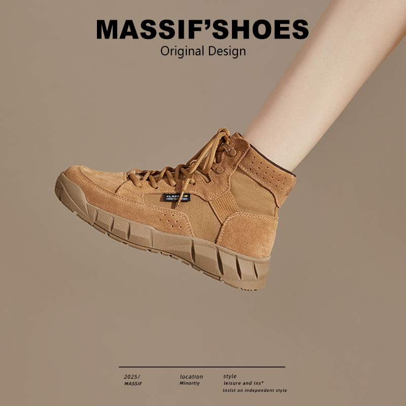 真皮棕色短靴女加绒超火马丁靴