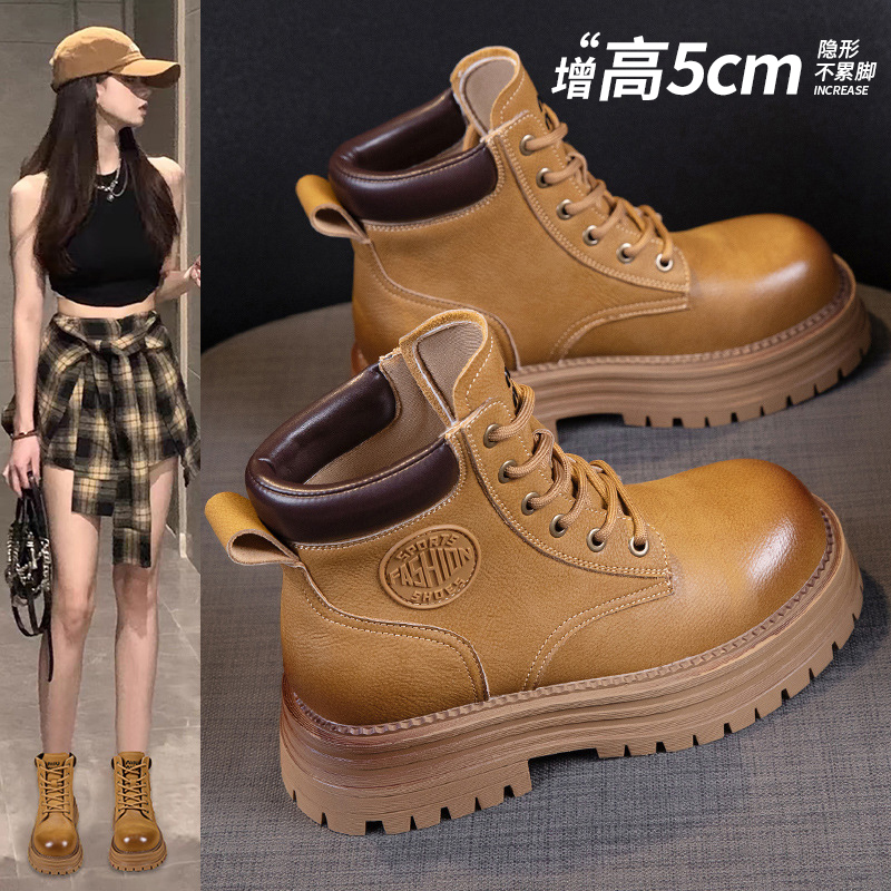 厚底马丁靴女真皮美拉德靴子