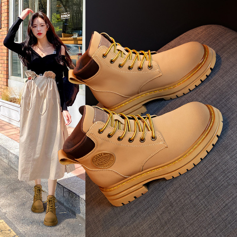 厚底真皮马丁靴女靴2026新款冬季英伦风加绒短靴女款棉靴白色靴子