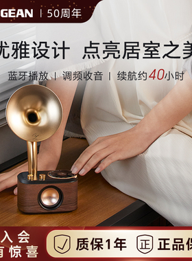 山进肖邦蓝牙音响小型音质超好的音箱桌面复古木制礼物家用收音机