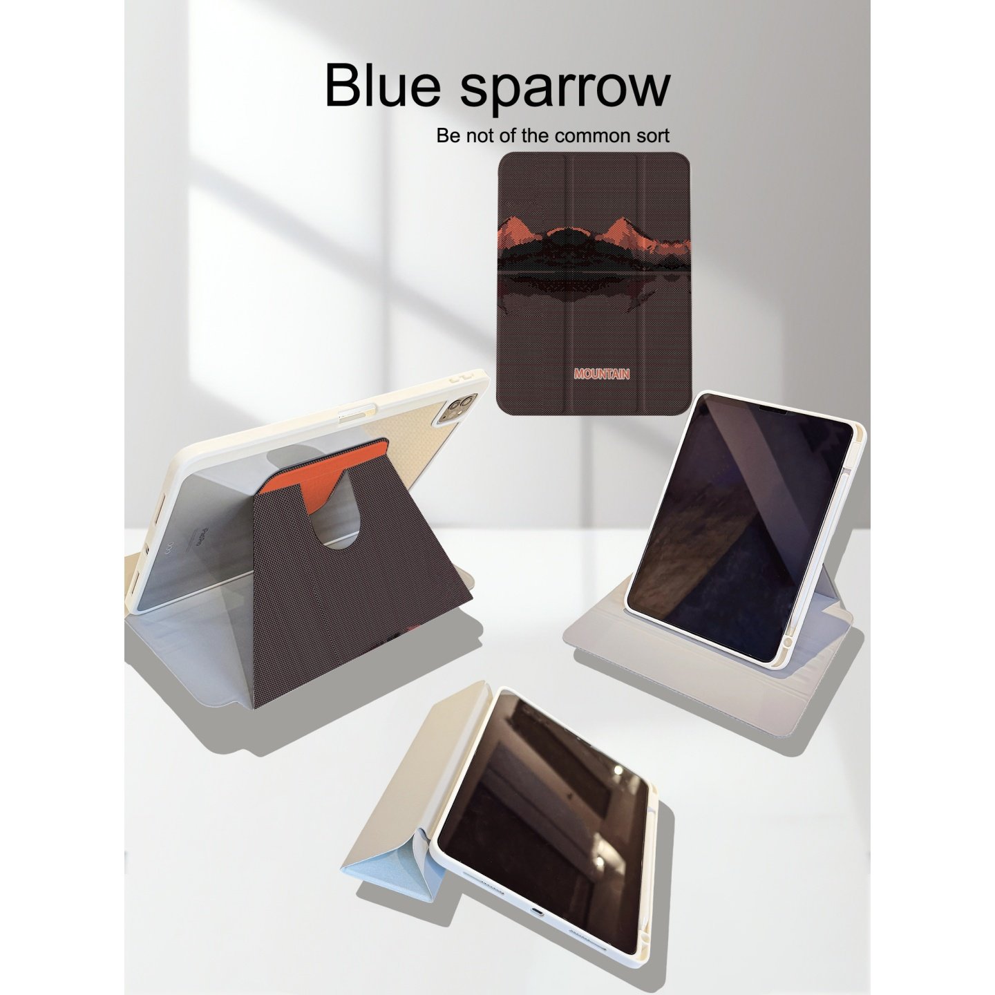 黄昏日照金山苹果平板保护套适用iPadAir7新款360&deg;旋转三折ipad11带笔槽13寸air6男女11寸mini6保护壳pro潮