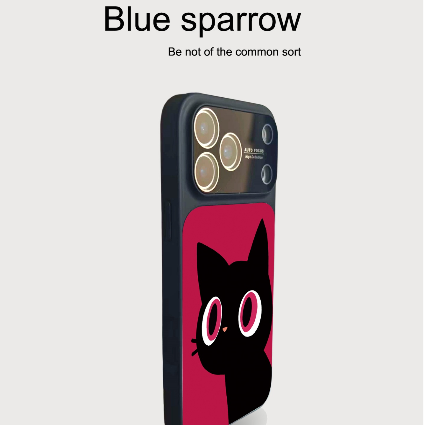 玫粉色大眼黑猫镜头膜仿原玻璃壳