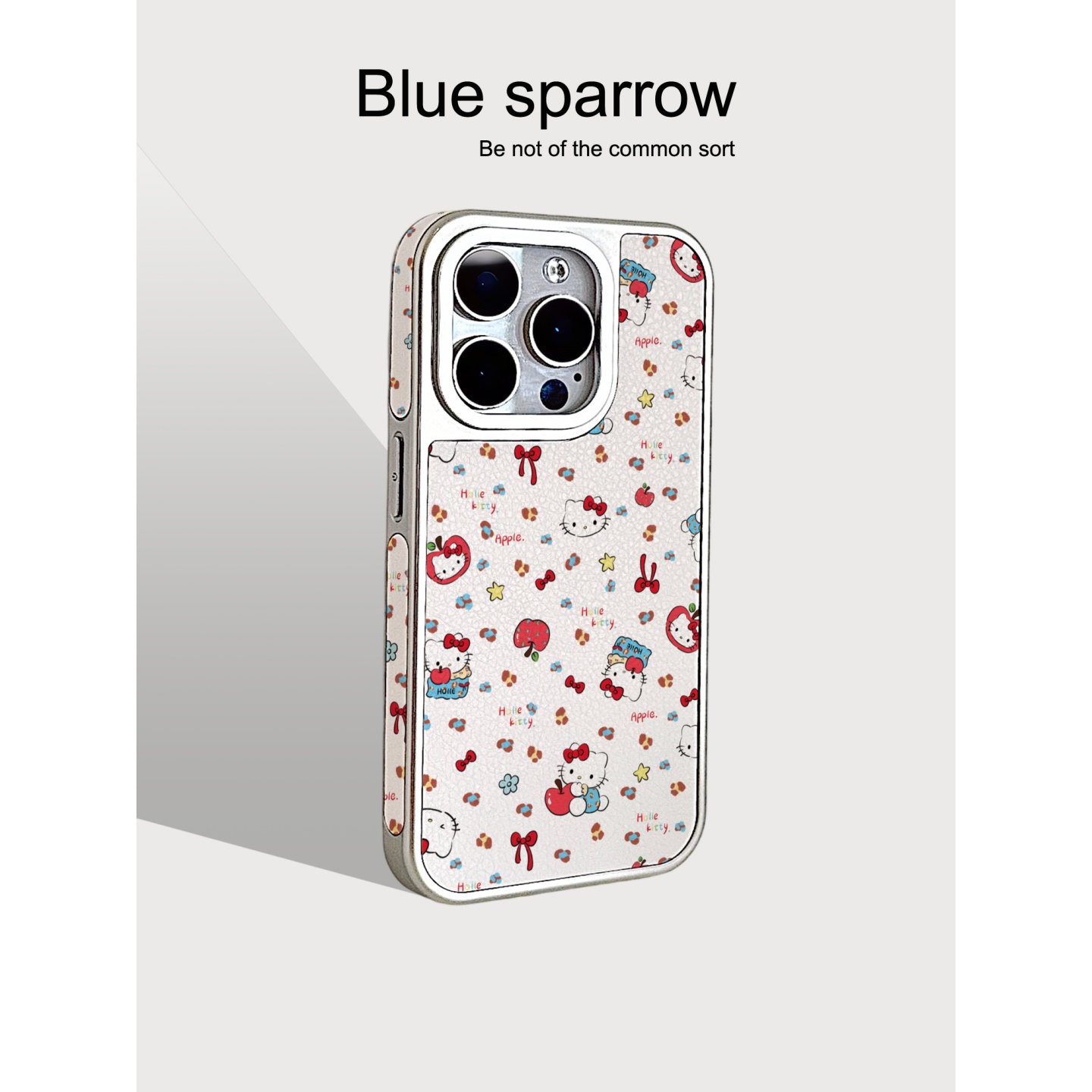 满屏苹果KT猫侧贴小羊皮手机壳